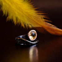 Topaz Zirconia Gunmetal Plated Gothic Solitaire Ring for Women