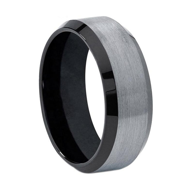 Flat black tungsten hot sale wedding bands