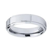Silver Polished Stepped Edges Couple Tungsten Wedding Band Ring for Men and Women