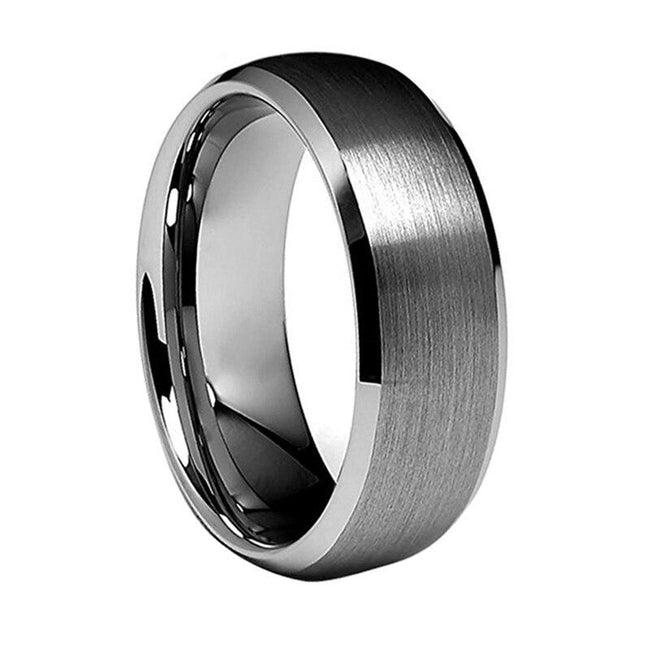 Silver Brushed Tungsten Wedding Band Ring for Men