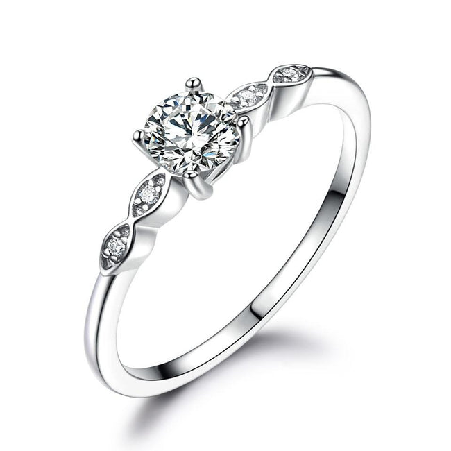 Bridal Cubic Zirconia Stackable Sterling Silver Engagement Ring for Women