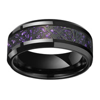 Purple Celtic Dragon Tungsten Mens Wedding Band Ring