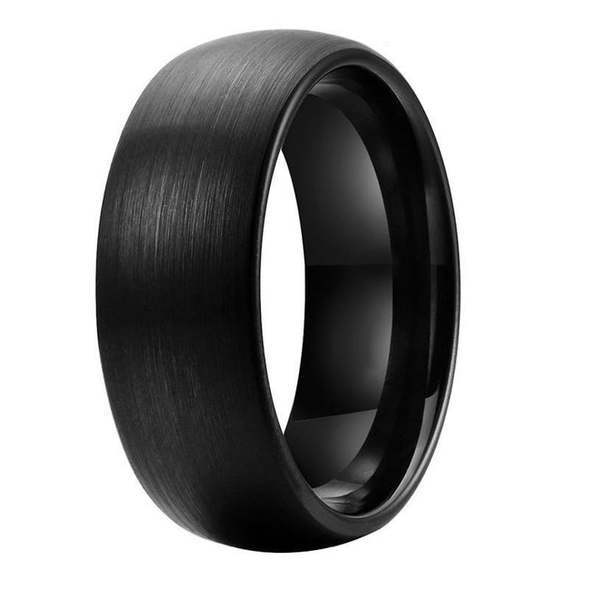 Black Domed Brushed Finish Tungsten Wedding Band Ring for Men