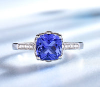 Tanzanite Gemstone 925 Sterling Silver Wedding Ring