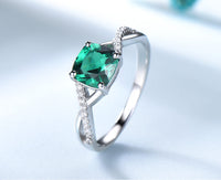 Split Shank Emerald Sterling Silver Ring for Women