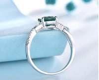 Split Shank Emerald Sterling Silver Ring for Women