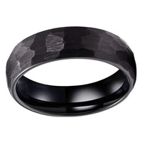 Black Hammered Couple Tungsten Wedding Band Ring for Men and Women