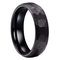 Black Hammered Couple Tungsten Wedding Band Ring for Men and Women