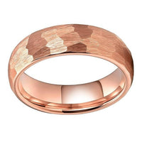 Rose Gold Hammered Couple Tungsten Wedding Band Ring for Men and Women