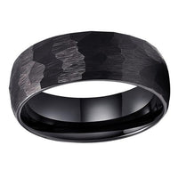 Black Hammered Couple Tungsten Wedding Band Ring for Men and Women