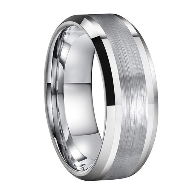 Silver Brushed Tungsten Wedding Band Ring for Men