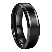 Black Polished Couple Tungsten Wedding Band Ring for Men and Women