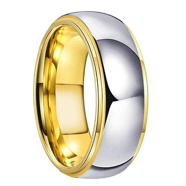 Yellow Gold Silver Polished Tungsten Wedding Band Ring for Men