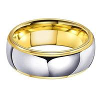Yellow Gold Silver Polished Tungsten Wedding Band Ring for Men