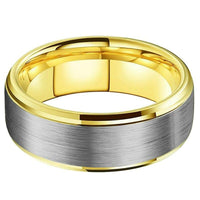 Silver and Yellow Gold Brushed Couple Tungsten Wedding Band Ring for Men and Women