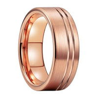 Rose Gold Double Grooved Tungsten Wedding Band Ring for Men