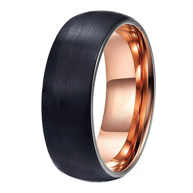 Black and Rose Gold Tungsten Wedding Band Ring for Men