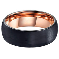 Black and Rose Gold Tungsten Wedding Band Ring for Men