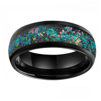 Black Galaxy Opal Inlay Tungsten Wedding Band Ring for Men