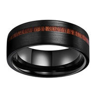 Black Offset Koa Wood Inlay Tungsten Mens Wedding Band Ring