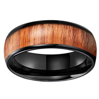 Black Tungsten Koa Wood Inlay Mens Wedding Band Ring