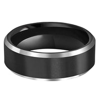 Black Matte Finish Shiny Edges Tungsten Wedding Band Ring for Men
