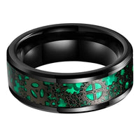 Black and Green Gear Steampunk Clockwork Tungsten Mens Wedding Band Ring