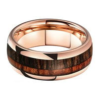 Rose Gold Double Wood Inlay Tungsten Mens Wedding Band Ring