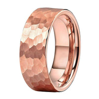 Rose Gold Hammered Tungsten Wedding Band Ring for Men