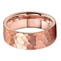 Rose Gold Hammered Tungsten Wedding Band Ring for Men