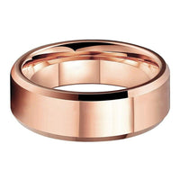 Rose Gold Polished Tungsten Wedding Band Ring for Men and Women with Beveled Edges