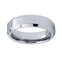 Silver Polished Beveled Edges Couple Tungsten Wedding Band Ring for Men and Women