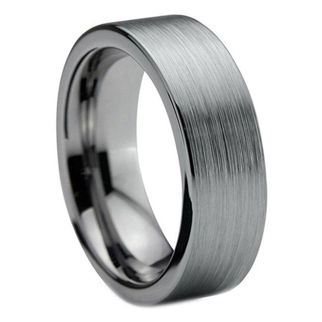 Silver Matte Finish Tungsten Wedding Band Ring for Men and Women