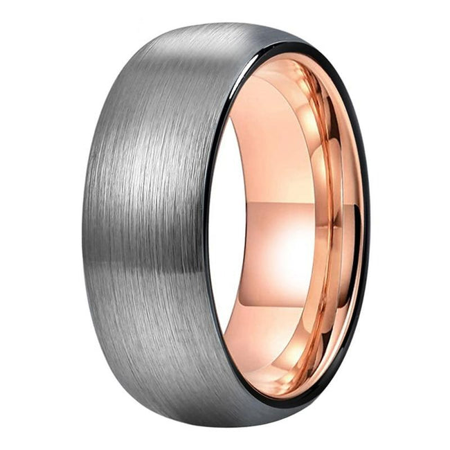 Rose Gold and Silver Tungsten Wedding Band Ring for Men