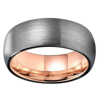 Rose Gold and Silver Tungsten Wedding Band Ring for Men