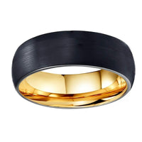 Black and Gold Matte Finish Tungsten Wedding Band Ring for Men