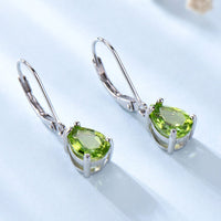 Peridot Simulant 925 Sterling Silver Drop Earrings for Women