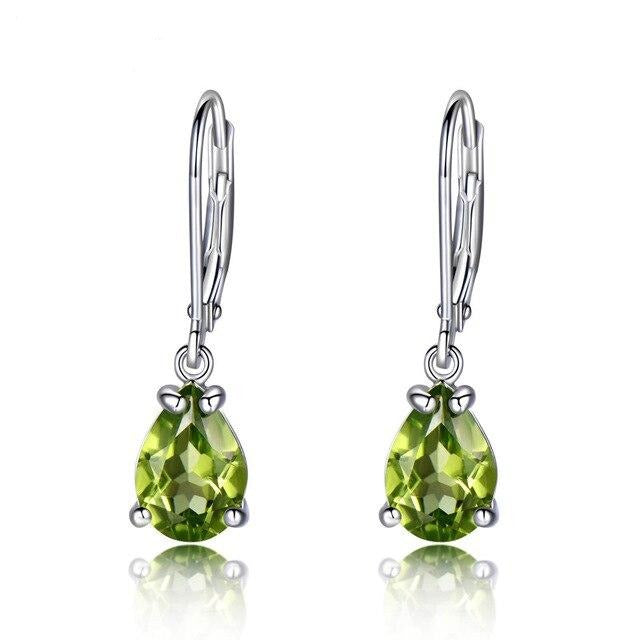 Peridot Simulant 925 Sterling Silver Drop Earrings for Women