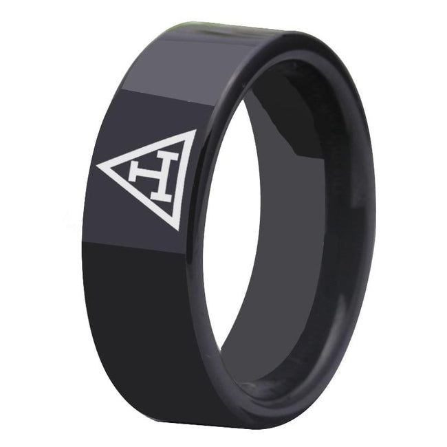 Black Freemason Tungsten Wedding Band Ring for Men