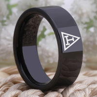 Black Freemason Tungsten Wedding Band Ring for Men