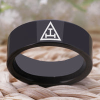 Black Freemason Tungsten Wedding Band Ring for Men