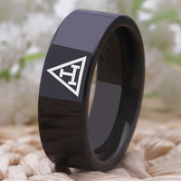 Black Freemason Tungsten Wedding Band Ring for Men