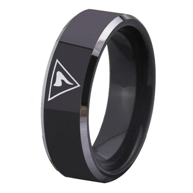 Black 14th Degree Masonic Tungten Wedding Band Ring for Men