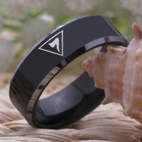 Black 14th Degree Masonic Tungten Wedding Band Ring for Men
