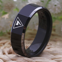 Black 14th Degree Masonic Tungten Wedding Band Ring for Men