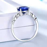 Blue Sapphire Wedding Ring for Women, 925 Sterling Silver Engagement Ring