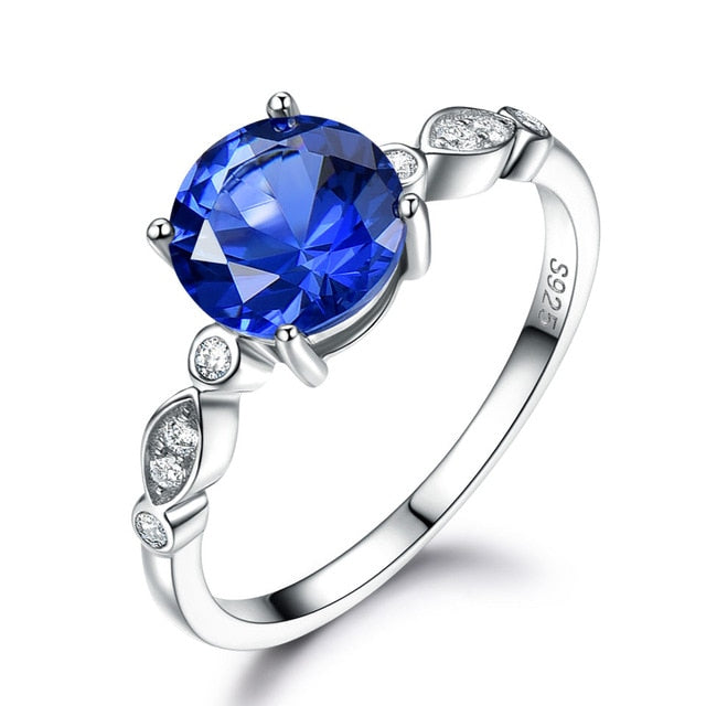 Blue Sapphire Wedding Ring for Women, 925 Sterling Silver Engagement Ring