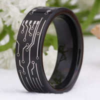 Black Circuit Board Tungsten Wedding Band Ring for Men
