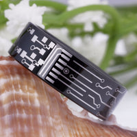 Black Circuit Board Tungsten Wedding Band Ring for Men