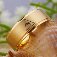 Yellow Gold Scotish 14th Degree Masonic Tungsten Wedding Band Ring for Men
